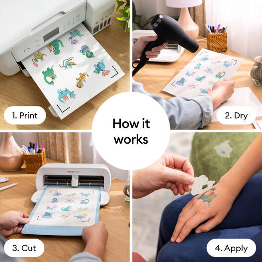 Cricut® Printable Temporary Tattoo Sheets 8.5 in x 11 in (3 ct